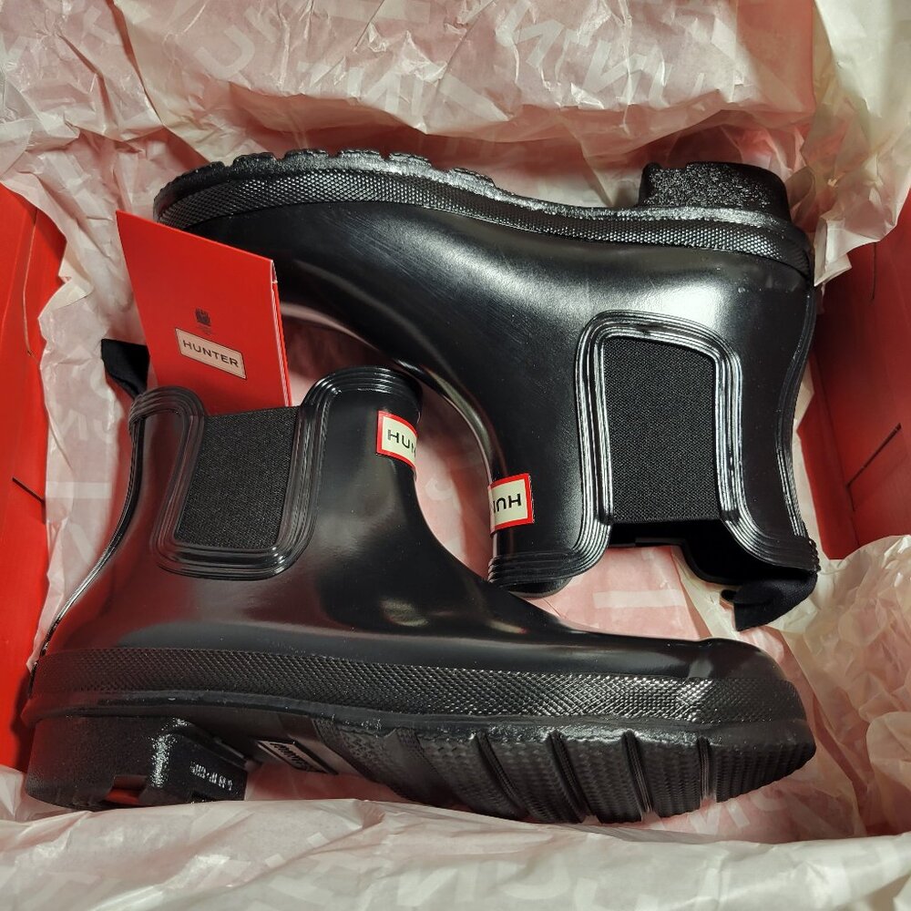 Hunter Women's Original Gloss Chelsea Boots in Black - Picture 1 of 10
